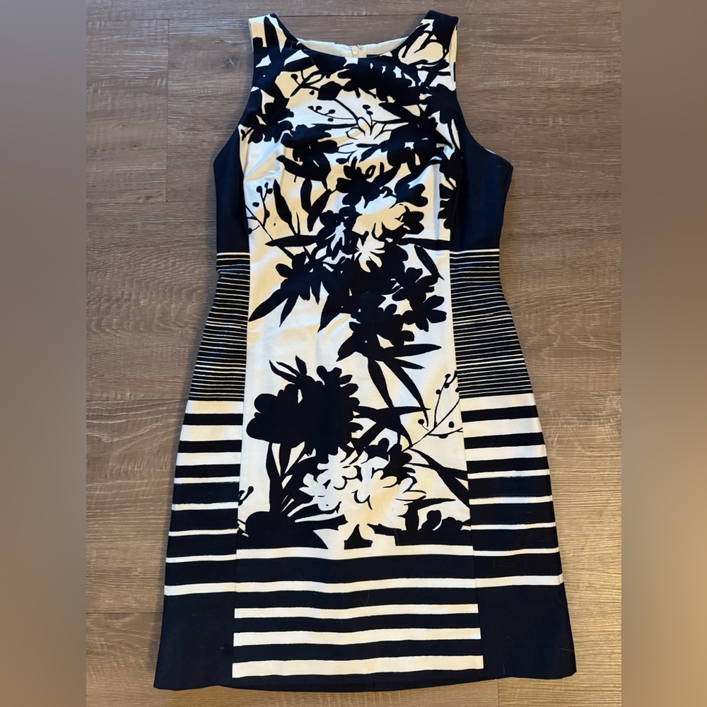Elegant Navy and White Floral Dress
